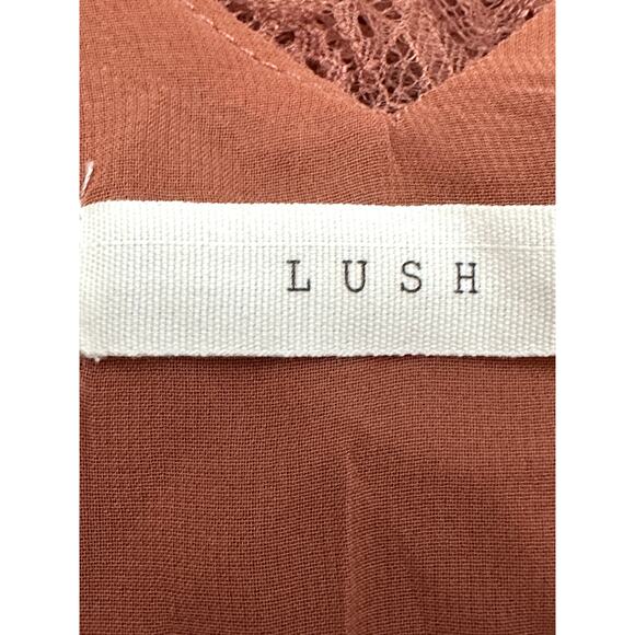 Lush Sleeveless Lace Top Trimmed Back Cami Lightweight Burnt Orange W Small NWT - Picture 9 of 11